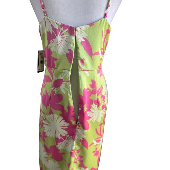 NWT Taylor Cosmo Midi Spaghetti strap Colorful Floral Slip Dress Gown 4 - Picture 6 of 11